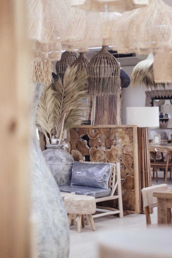 Cadre Racine teck & Suspension Tresse Sauvage