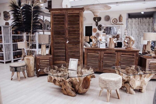 Table de chevet persienne & Armoire Persienne & Buffet Persienne Brise de Teck &Table basse Racine Souche Lumineuse