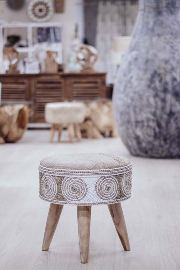 Tabouret Tressage Contrasté
