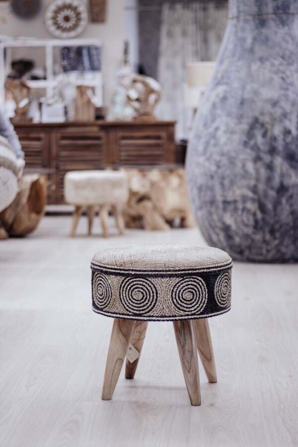 Tabouret Tressage Contrasté