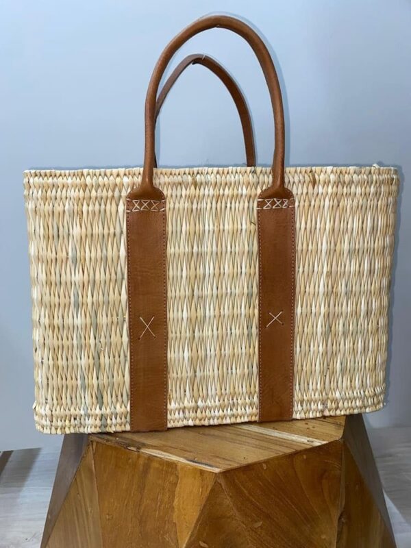 Panier Jonc anse renfort cuir