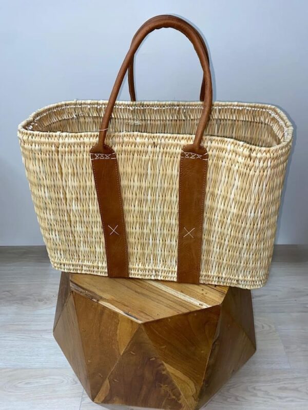 Panier Jonc anse renfort cuir